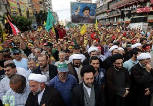 Supporters of Hezbollah gather in Beirut