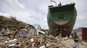 A ship washed ashore in Tacloban
