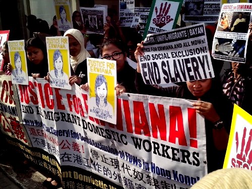 Protest organised by the Justice for Erwiana and all Migrant Domestic Workers Committee.
