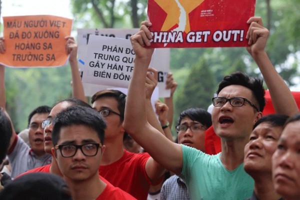 Anti-China protests in Vietnam in May 2014.