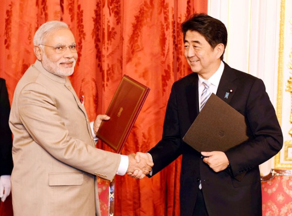 India's Modi meets Japan's Abe. 