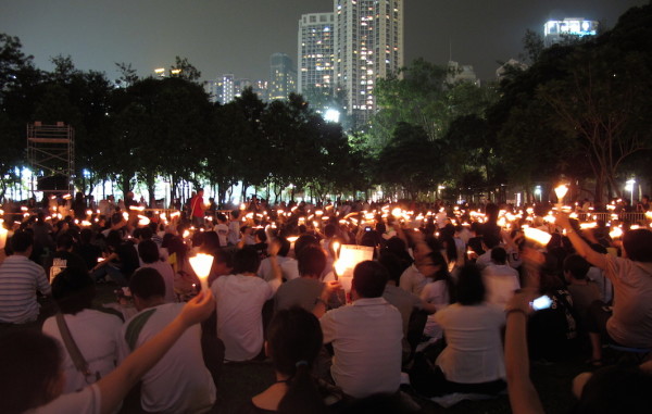 June 4 candlelight vigil in Hong Kong.