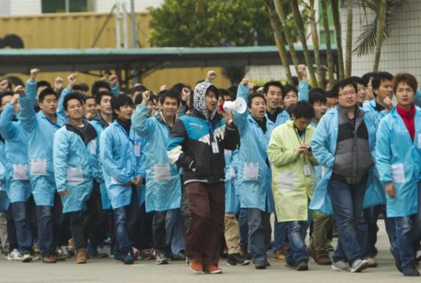 IBM workers protest in Shenzhen in 2014.