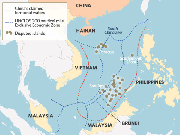 China's nine-dash line claims more than 80% of the South China Sea.