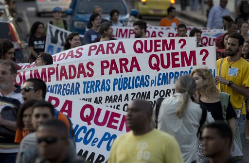 Protests in Brazil 2015 over the cost of the Rio Olympics.